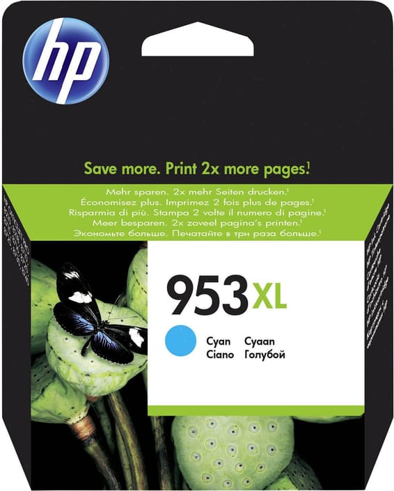 HP 953XL Cyan - Cartouche d'encre grande capacité HP d'origine (F6U16AE)