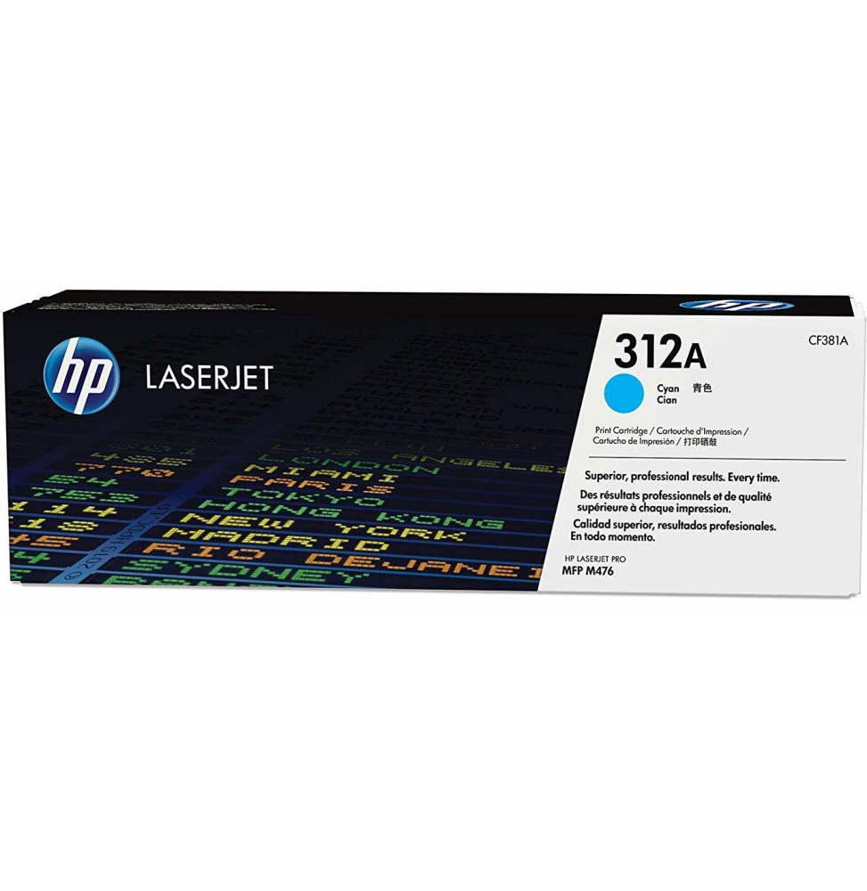 Cartouche de toner cyan authentique HP LaserJet 312A (CF381A)