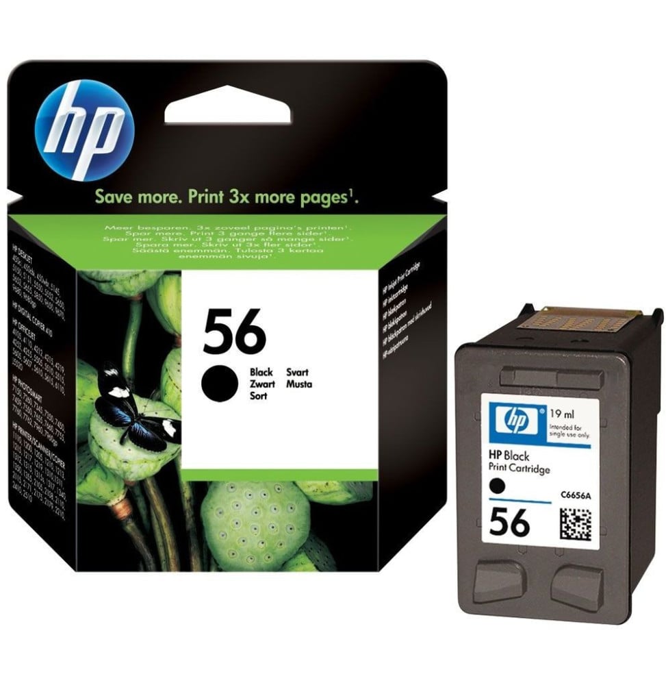 Cartouche d'impression noire HP n° 56 (19 ml) (C6656AE)