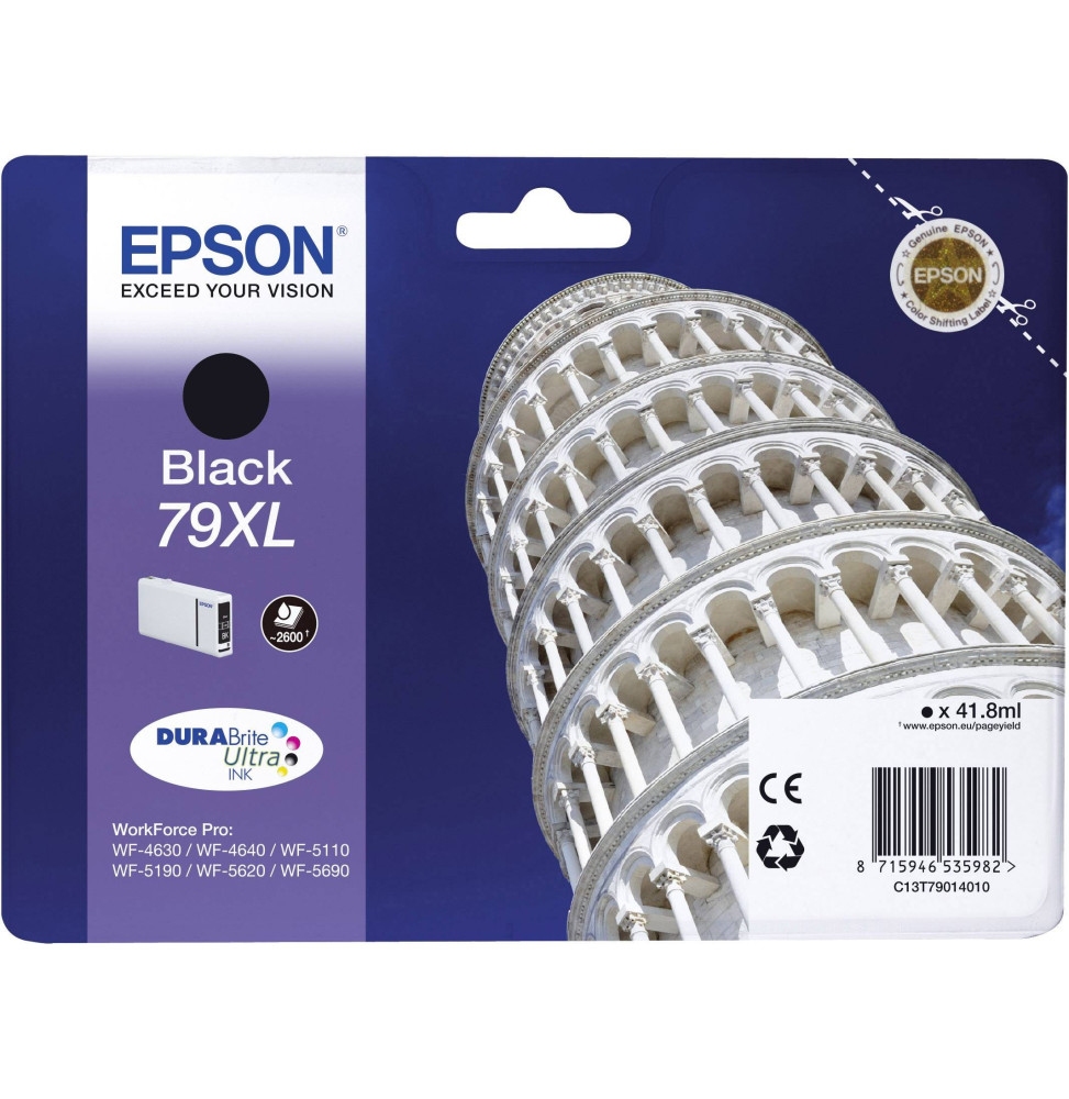 Cartouche d'encre EPSON 79XL Tour De Pise - Noir  2600 Pages (C13T79014010)