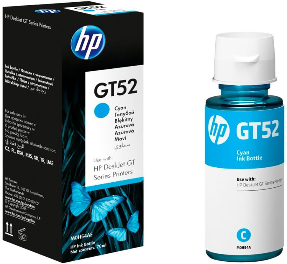 زجاجة حبر HP أصلية HP GT52 سماوي (M0H54AE) — صورة 1