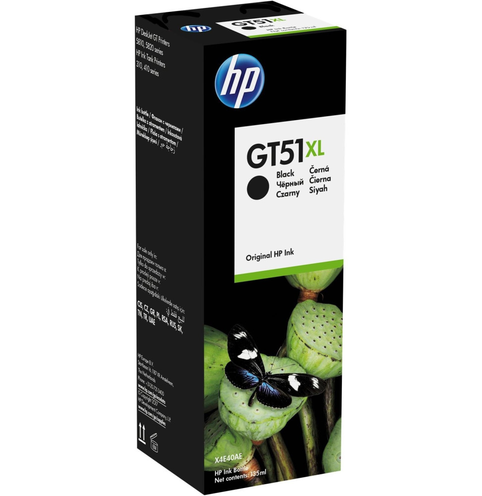 Bouteille d'encre noire authentique HP GT51XL Original 135 mL (X4E40AE)