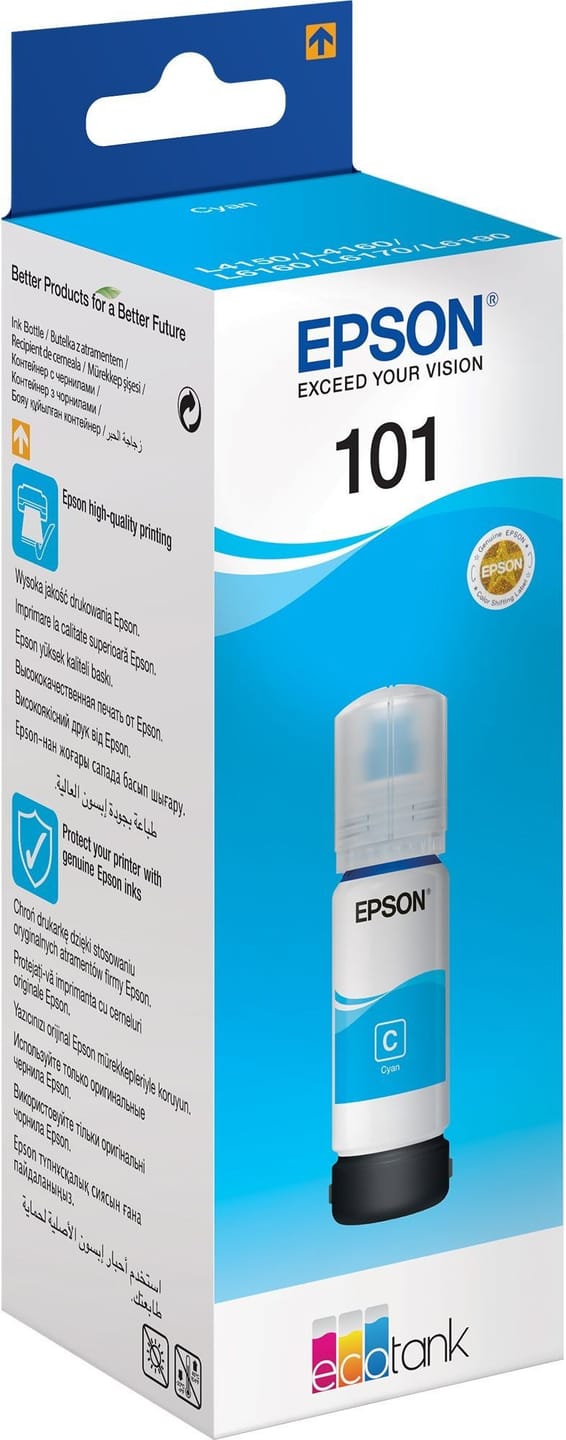 Epson 101 Cyan - Bouteille d'encre Epson EcoTank d'origine (C13T03V24A)