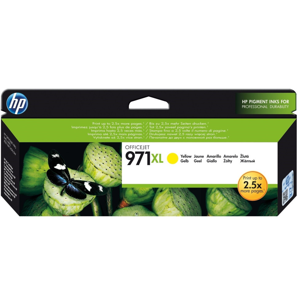 Cartouche authentique d'encre jaune haute capacité HP 971XL (CN628AE)