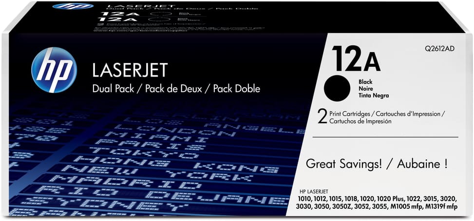 HP 12A Black (Q2612AF) - Pack of 2 Original HP LaserJet Toners — image 1
