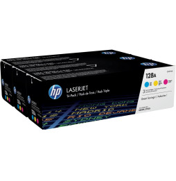 Lot de 3 cartouches authentiques de toner cyan/magenta/jaune HP LaserJet 128A (CF371AM)