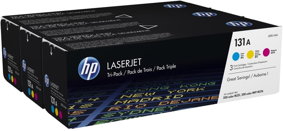HP 131A Cyan/Magenta/Yellow (U0SL1AM) - Pack of 3 Original HP LaserJet Colour Toners — image 1