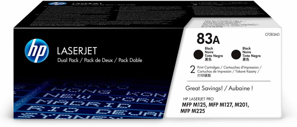 HP 83A Black (CF283AF) - Pack of 2 Original HP LaserJet Toners — image 1
