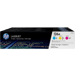 Lot de 3 cartouches de toner cyan/magenta/jaune HP LaserJet 126A (CF341A)