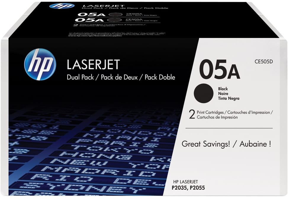 HP 05A Black (CE505D) - Pack of 2 Original HP LaserJet Toners — image 1