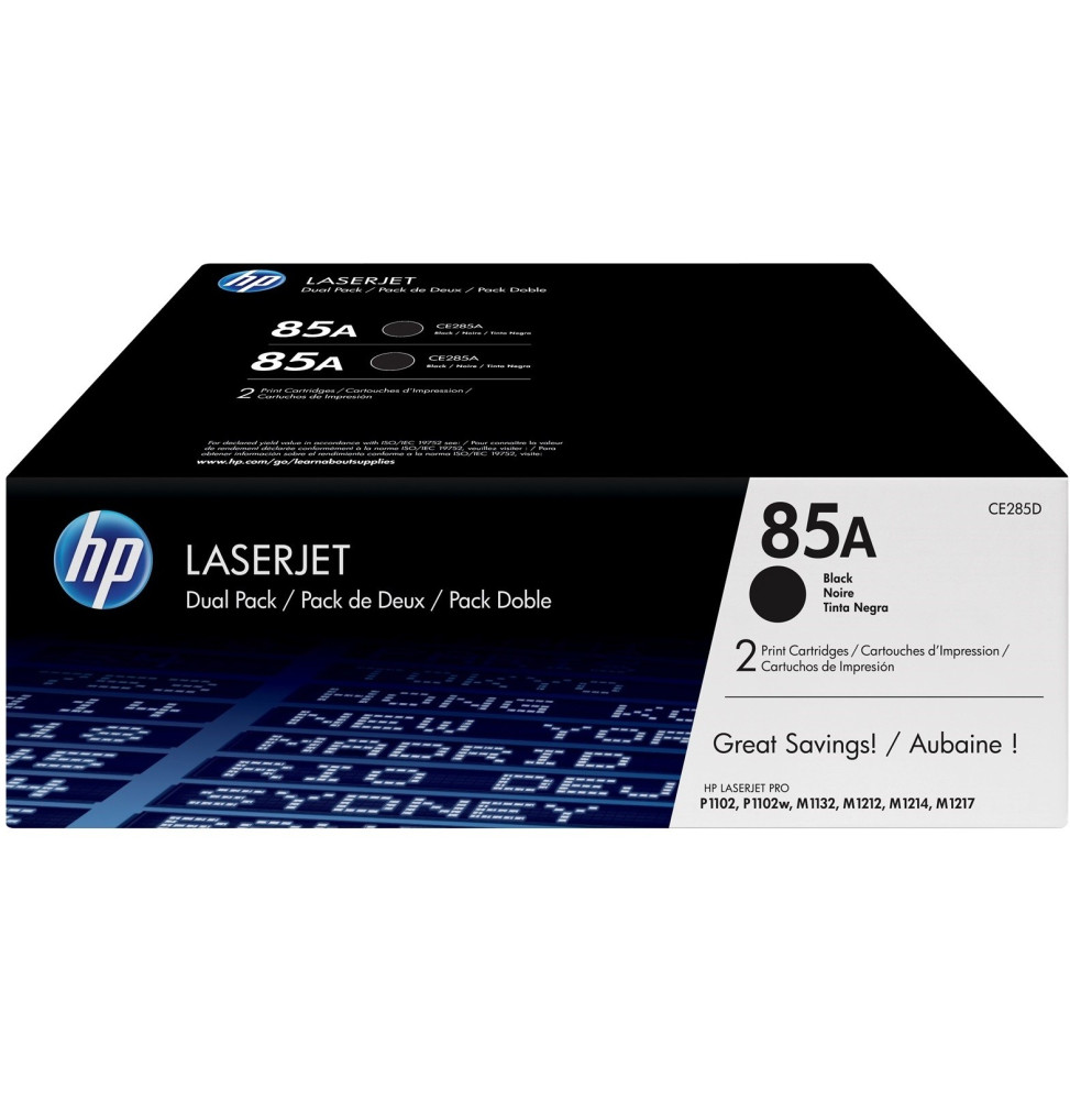 HP 85A Noir (CE285AD) Pack de 2 toners HP LaserJet d'origine prix Maroc
