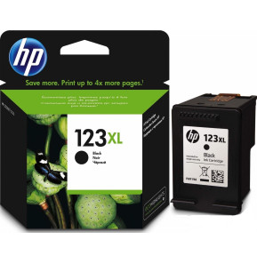Cartouche d'encre noire grande capacité HP 123XL (F6V19AE)