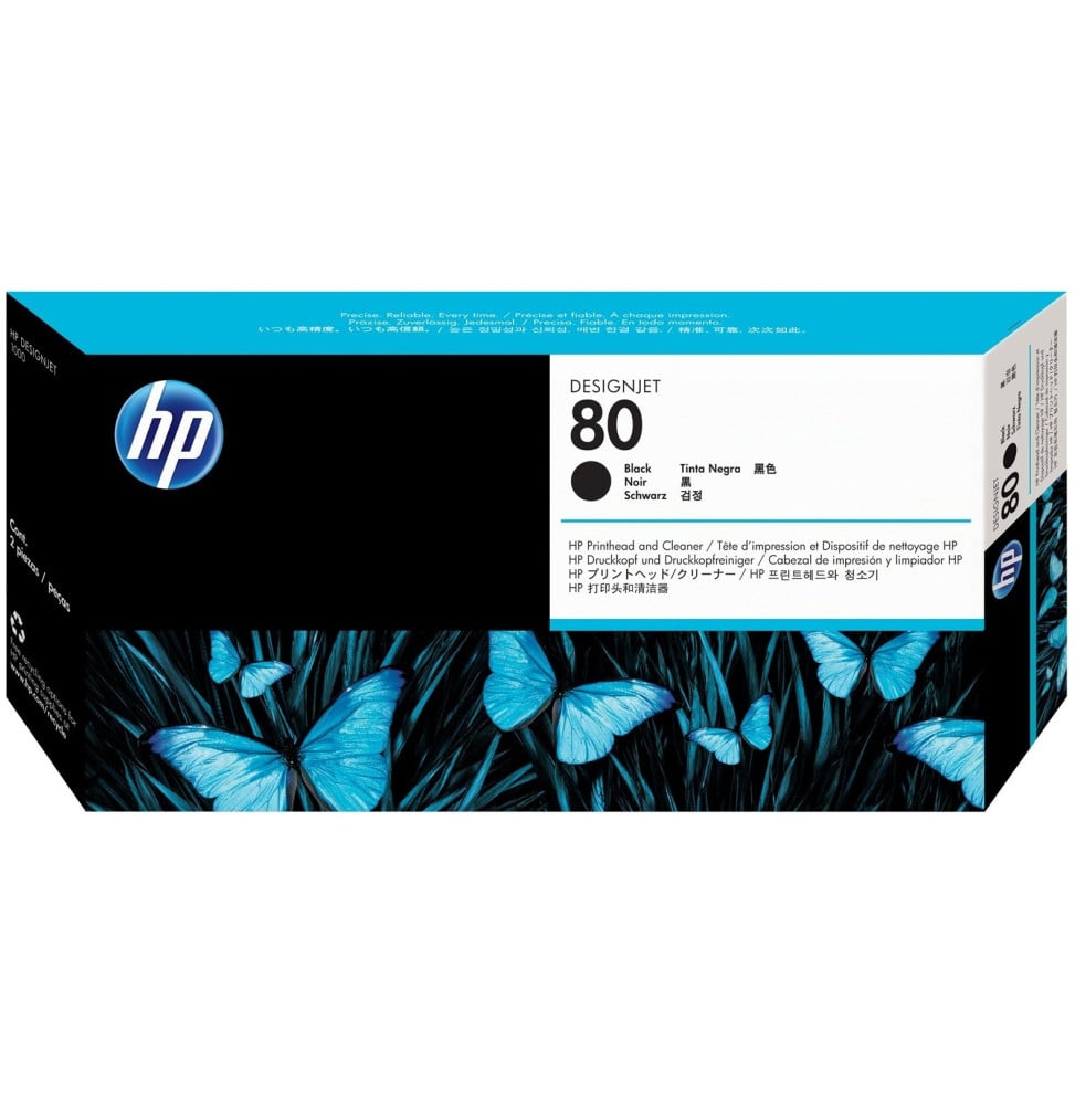 Tête d'impression et dispositif de nettoyage de tête d'impression noire HP 80 (C4820A)