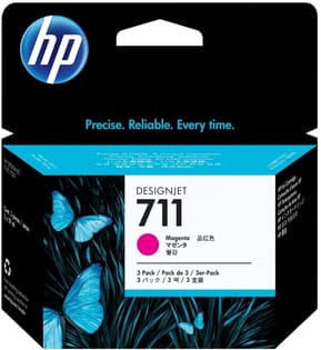  HP 711 Magenta - Pack de 3 cartouche d'encre HP d'origine (CZ135A)