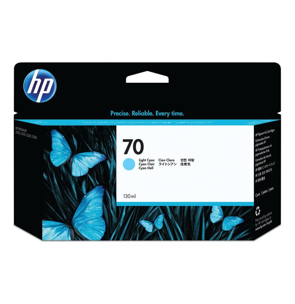 Cartouche d'encre cyan clair HP 70 130-ml (C9390A)