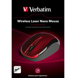 Souris Verbatim Nano sans fil laser - Rouge