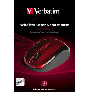 Souris Verbatim Nano sans fil laser - Rouge