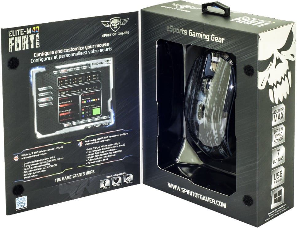 Souris de jeu SpiritOfGamer Elite M40 FURY - Optique (S-EM40F)