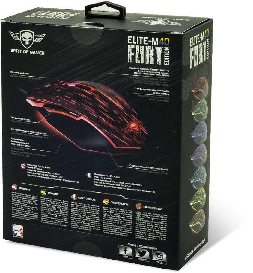 Souris de jeu SpiritOfGamer Elite M40 FURY - Optique (S-EM40F)