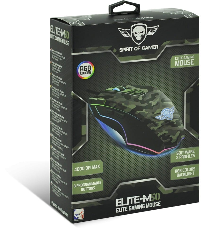Souris Gaming SpiritOfGamer Elite M50 - Edition Armé (S-EM50A)