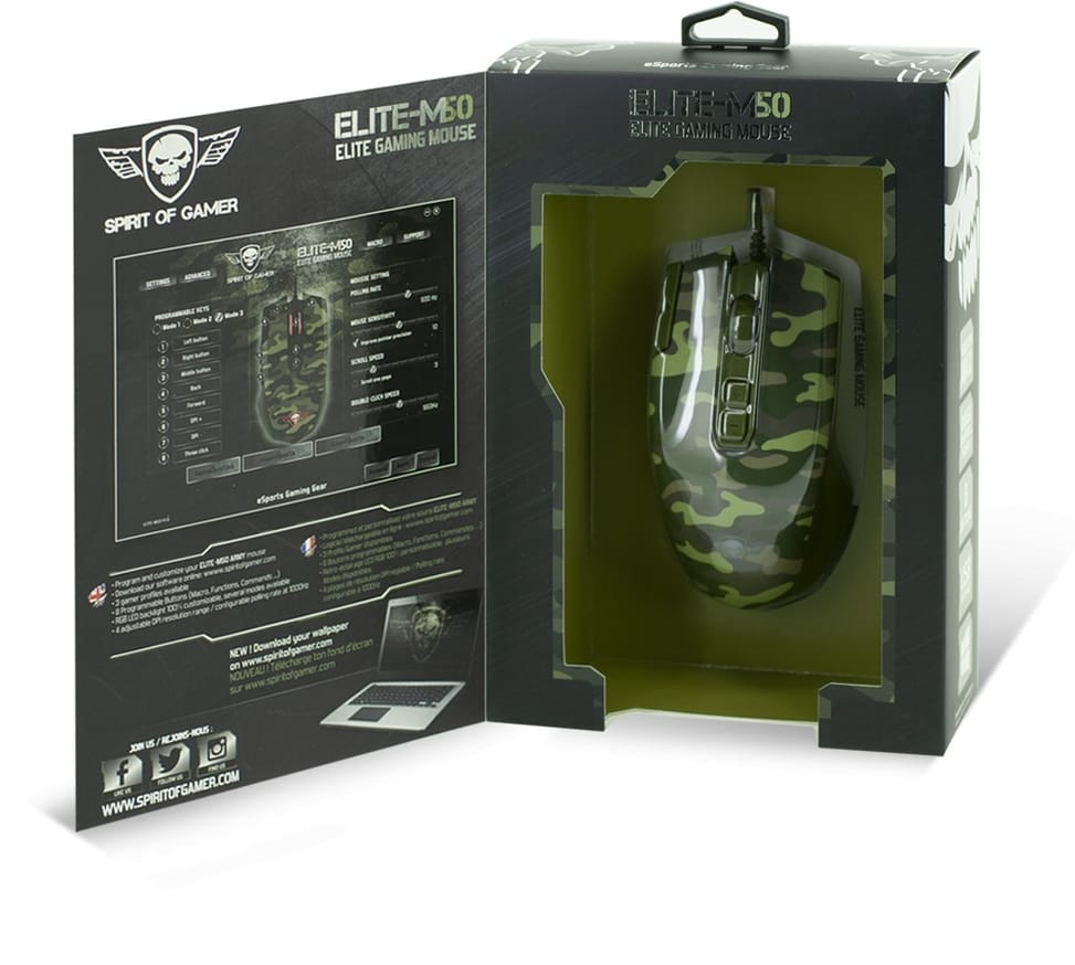 Souris Gaming SpiritOfGamer Elite M50 - Edition Armé (S-EM50A)