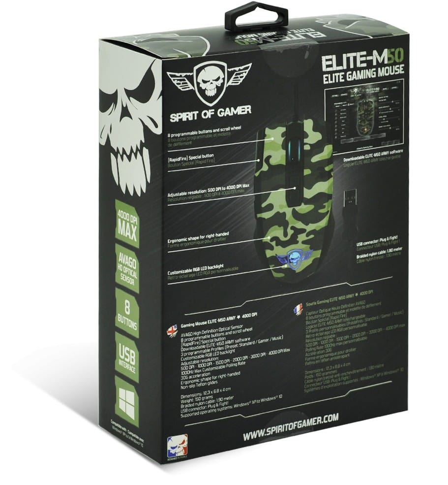 Souris Gaming SpiritOfGamer Elite M50 - Edition Armé (S-EM50A)