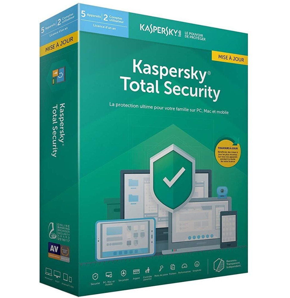 Kaspersky Total Security 2020 - 5 Postes / 1 An