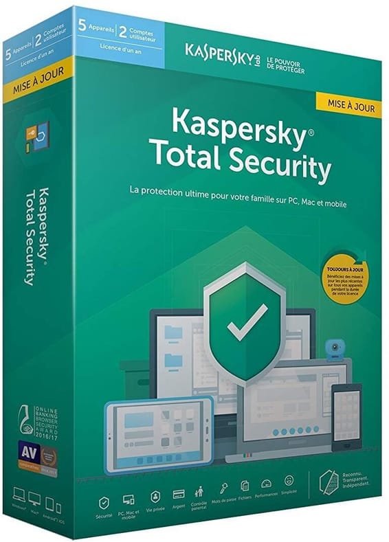 Kaspersky Total Security 2020 - 5 Postes / 1 An