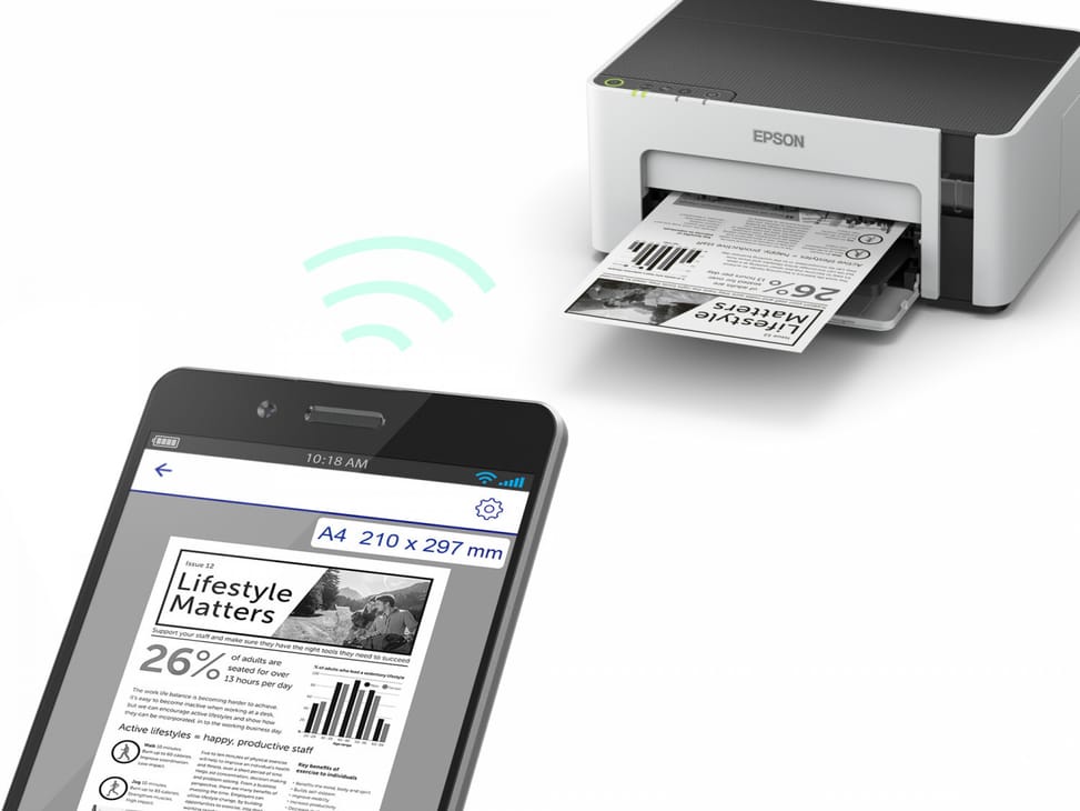 طابعة أحادية اللون بخزانات حبر قابلة للتعبئة Epson EcoTank M1120 (C11CG96404) — صورة 7