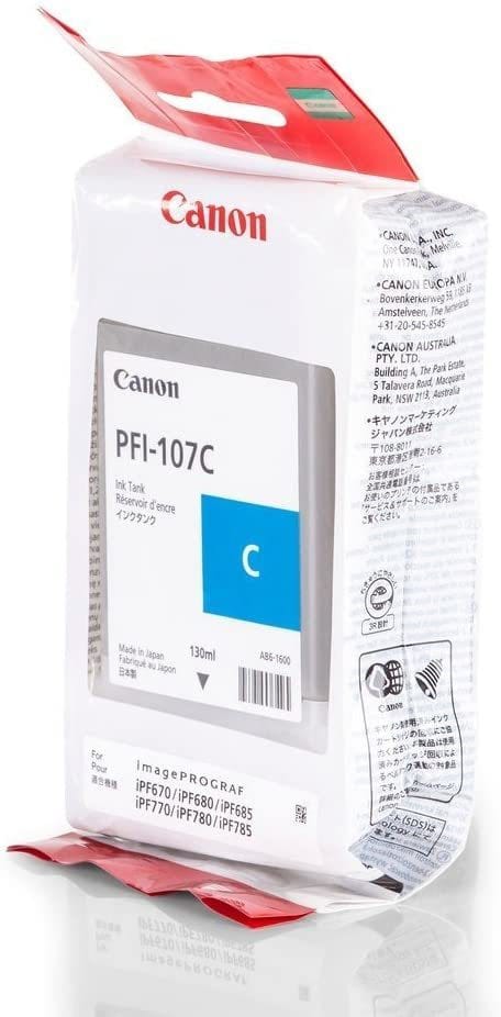 Canon PFI-107C 130 ml - Bouteille d'encre Canon d'origine (6706B001AA)