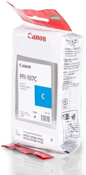 Canon PFI-107C Cyan 130 ml - Bouteille d'encre Canon d'origine (6706B001AA) — image 2