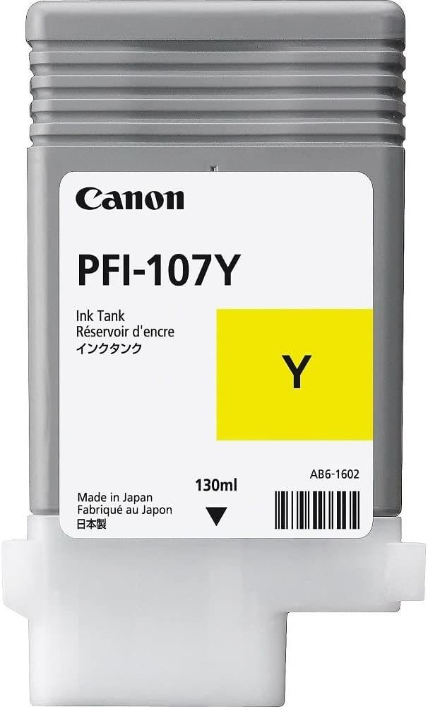 Canon PFI-107Y Jaune 130 ml - Bouteille d'encre Canon d'origine (6708B001AA)