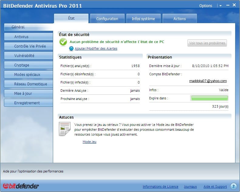 BitDefender Antivirus 2011 1an/3PCs