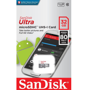 SanDisk Ultra microSDXC 32GB 80MB/s Cl. 10 (SDSQUNS-032G-GN3MN)