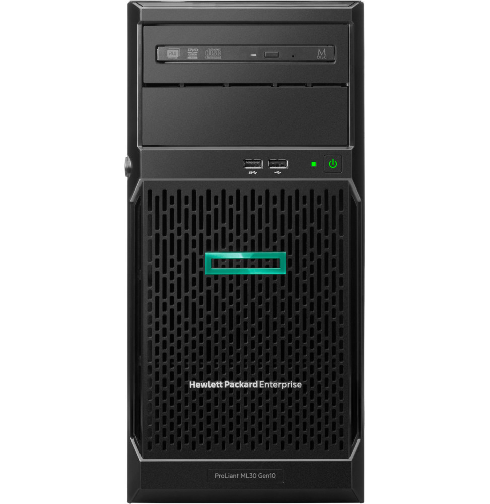 Serveur HPE ProLiant ML30 Gen10 E-2224 mono-processeur 16 Go-U S100i 8 disques à petit facteur de forme 1x500W module d'alimenta