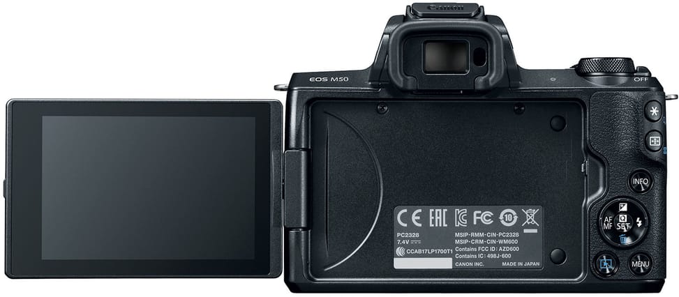 Appareil photo hybride Canon EOS M50 Noir + objectif EF-M 15-45mm STM Noir (2680C012AA)