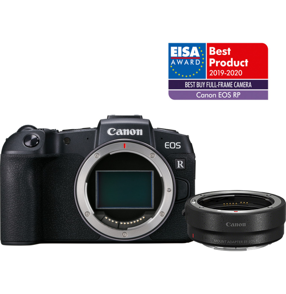 Reflex Canon EOS RP Boîtier et bague d'adaptation monture EF-EOS R (3380C023AA)