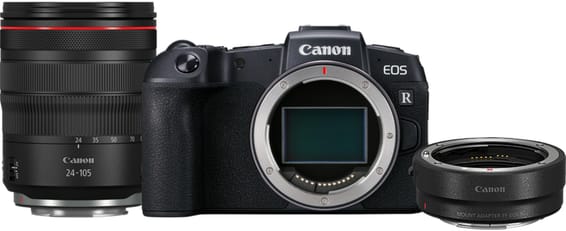 Appareil photo hybride Canon EOS RP + objectif RF 24-105mm F4L IS USM + bague d'adaptation monture EF-EOS R (3380C043AA)