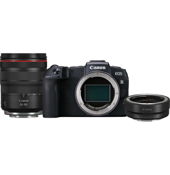 Appareil photo hybride Canon EOS RP + objectif RF 24-105mm F4L IS USM + bague d'adaptation monture EF-EOS R (3380C043AA)