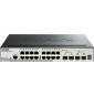 Switch Administrable empilable D-Link 16 ports 10/100/1000 Mbps, 2 ports Gigabit SFP, 2 ports 10G SFP+ (DGS-1510-20)