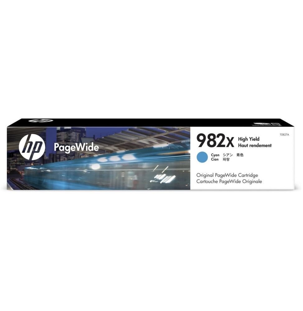 HP 982X Cyan PageWide - Cartouche d'encre grande capacité HP d'origine (T0B27A)
