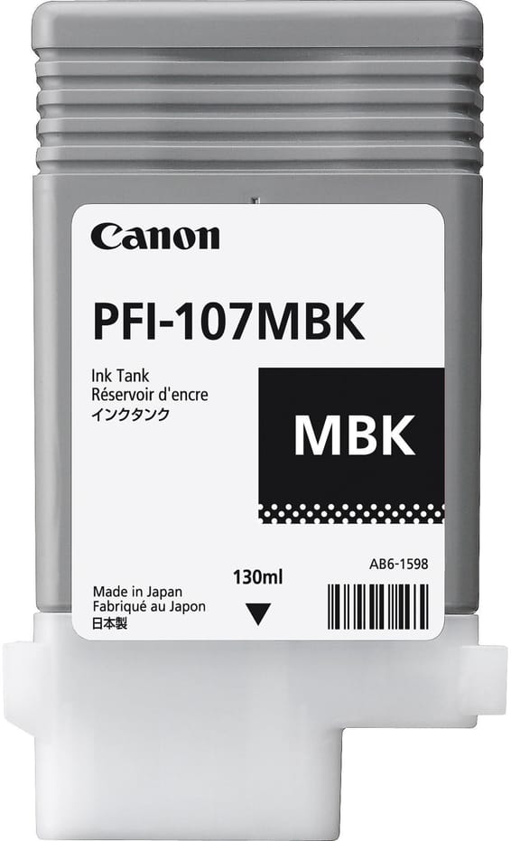 Canon PFI-107 MBK Noir Mat - Cartouche d'encre Canon d'origine (6704B001AA)