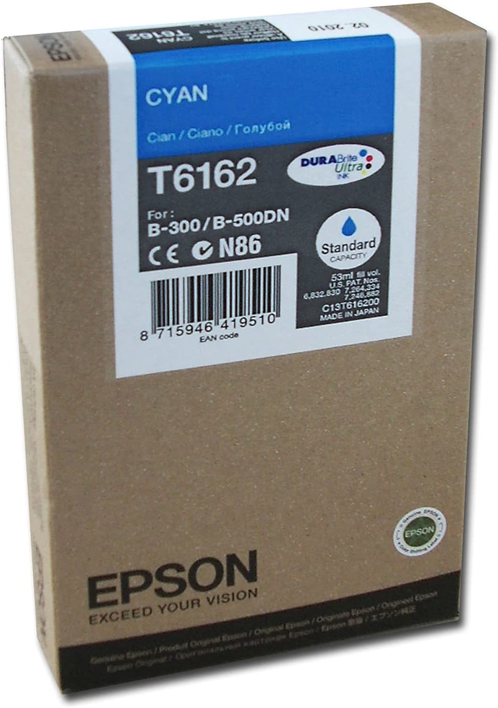Epson T6162 Cyan - Cartouche d'encre Epson d'origine (C13T616200)