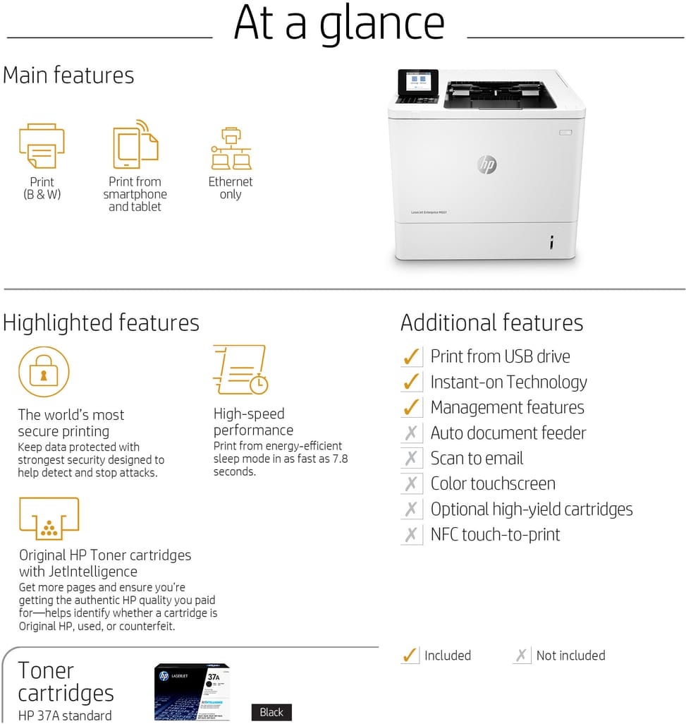 Imprimante Laser Monochrome HP LaserJet Enterprise M607n (K0Q14A)