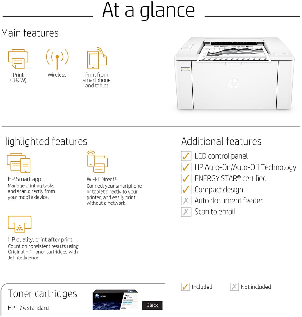 Imprimante Laser Monochrome HP LaserJet Pro M102w (G3Q35A)