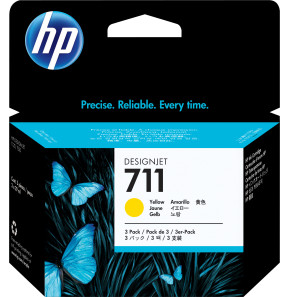 HP 711 Jaune - Pack de 3 Cartouches d'encre HP d'origine (CZ136A)