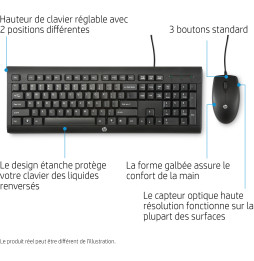 Clavier et souris Filaire USB HP C2500 (AZERTY Français)