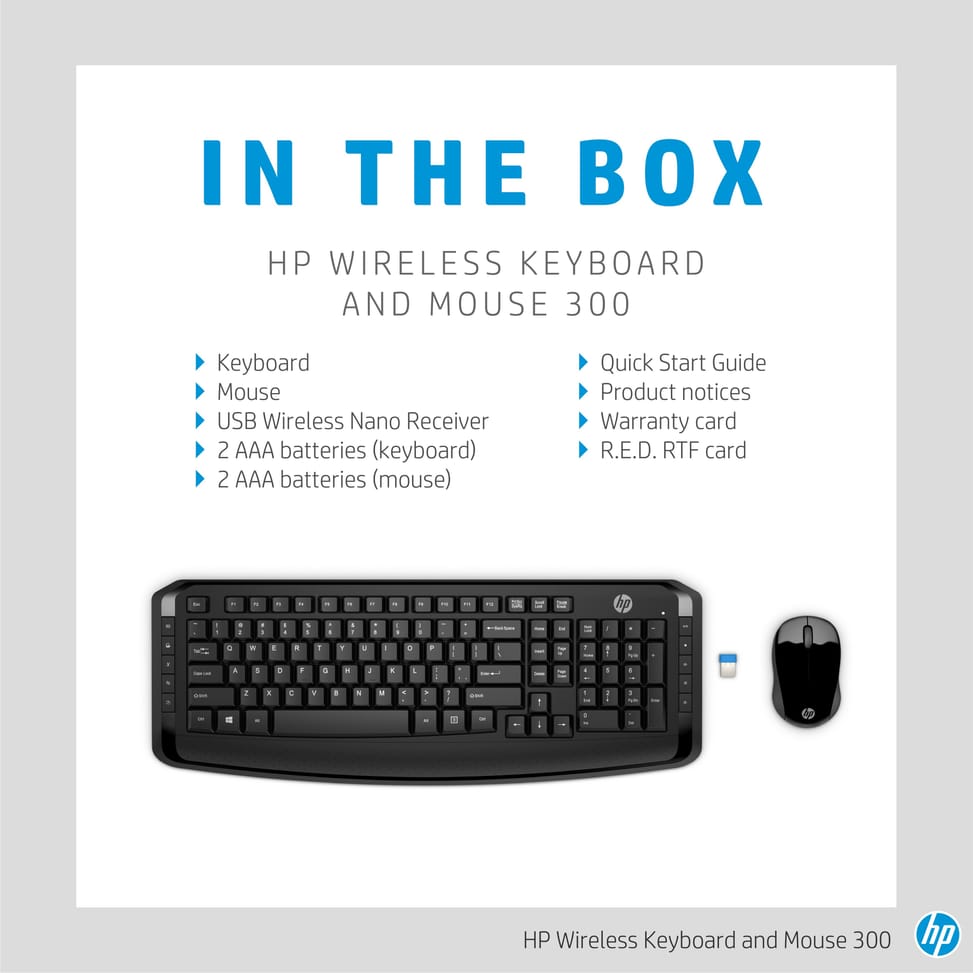 Clavier et souris sans fil HP 300 (AZERTY) (3ML04AA)