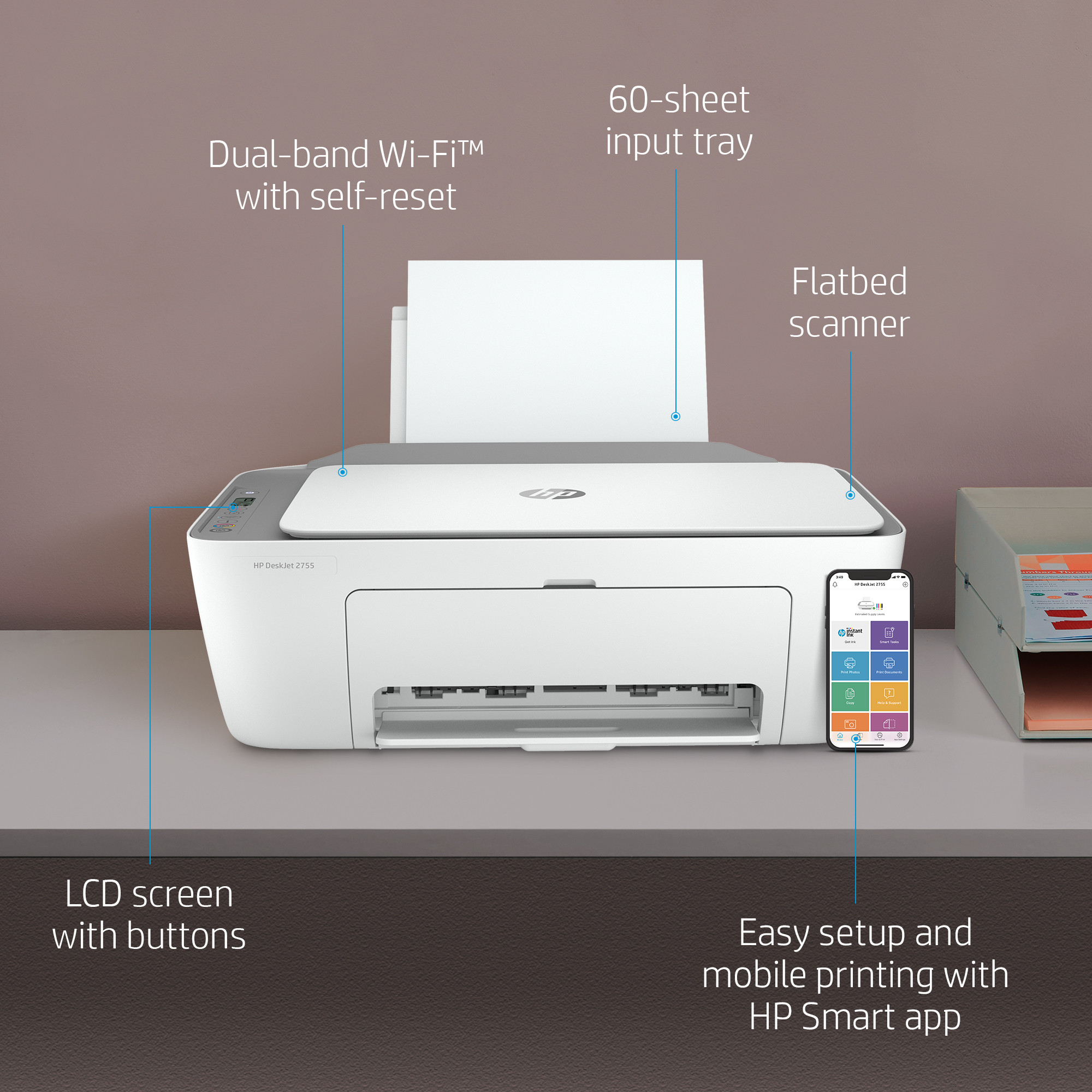 Imprimante multifonction Jet d’encre HP DeskJet 2710 (5AR83B) prix Maroc