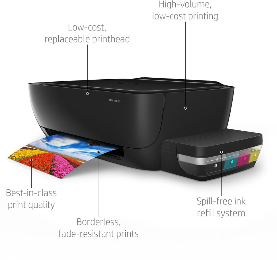 Imprimante multifonction à réservoirs rechargeables HP Ink Tank 315 (Z4B04A)